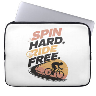 Spin Hard Ride Free Bicycling T-shirt Laptop Sleeve