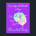 Spin Spin Dreidel Chanukah Party Invitations<br><div class="desc">Multiple multicolored spinning dreidels with the words "spin spin spin". Chanukah design. Custom Chanukah party invitations - just fill in your own information.</div>