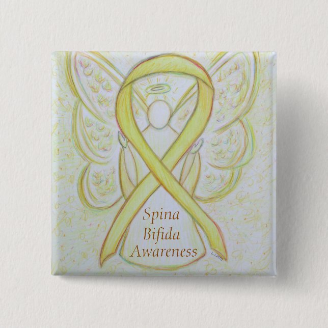 Spina Bifida Angel Awareness Ribbon Pins (Front)