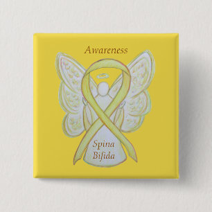Spina Bifida Angel Yellow Awareness Ribbon Pins
