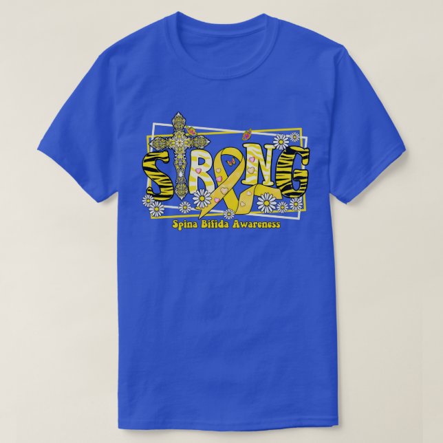 Spina Bifida Awareness cross ribbon Strong hope lo T-Shirt (Design Front)