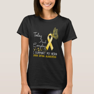 Spina Bifida Awareness I Support My Hero Butterfly T-Shirt