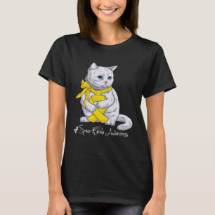 Spina Bifida Awareness Month Yellow Ribbon Cat T-Shirt