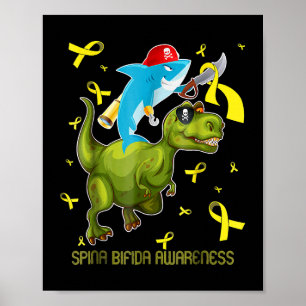 Spina bifida awareness shark and dinosaur poster