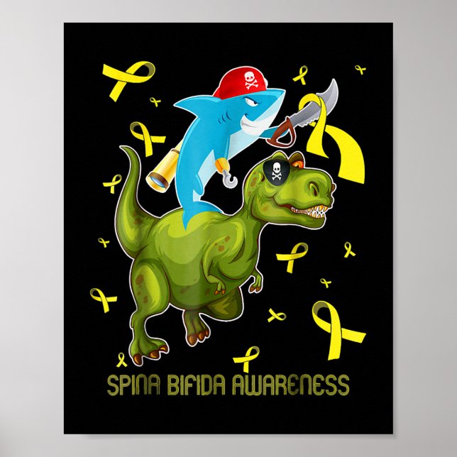 Spina bifida awareness shark and dinosaur poster (Front)