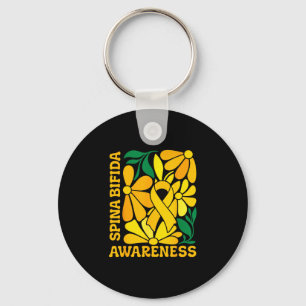 Spina bifida awareness survivor yellow ribbon men key ring