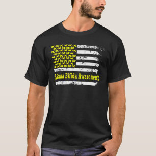 Spina Bifida Awareness USA Flag American Yellow Su T-Shirt