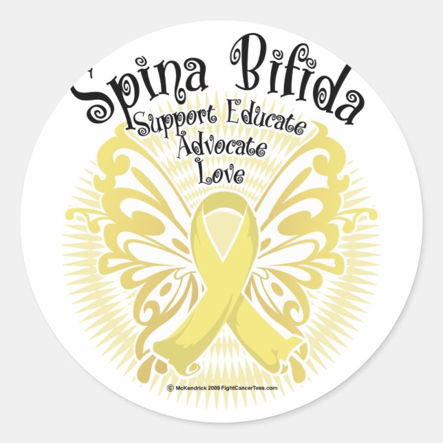 Spina Bifida Butterfly 3 Classic Round Sticker (Front)