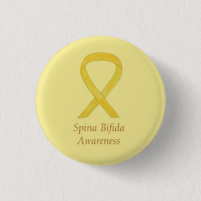Spina Bifida Yellow Awareness Ribbon Pins (Front)