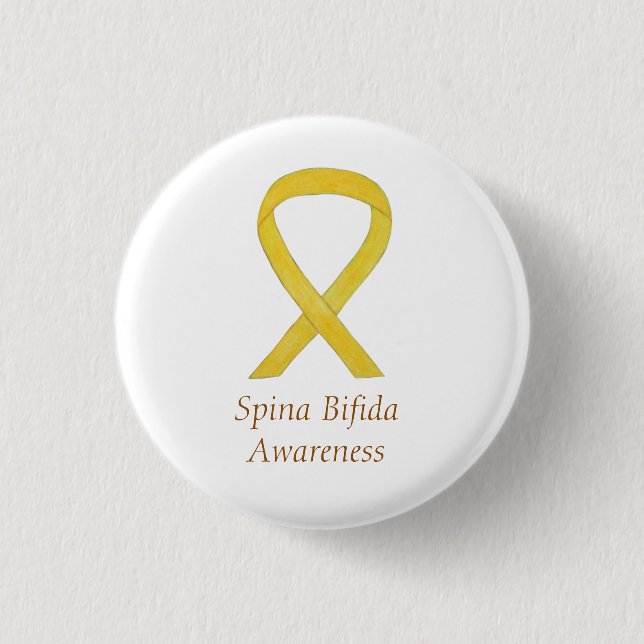 Spina Bifida Yellow Awareness Ribbon Pins (Front)