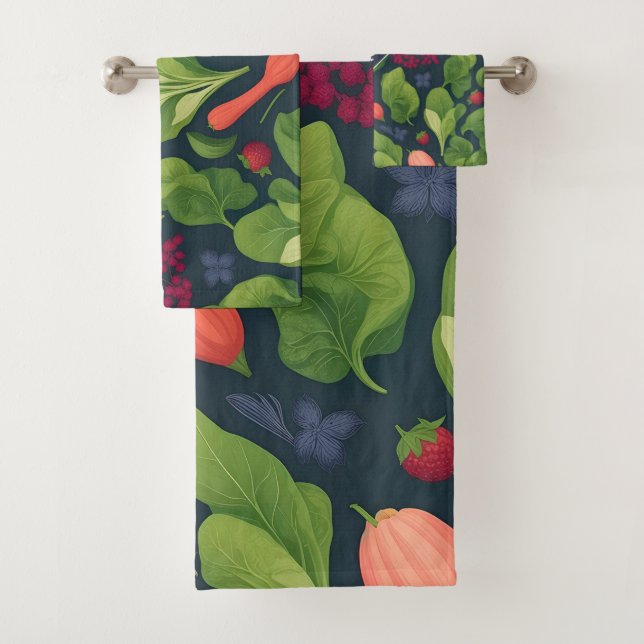 Spinach Rainbow Colourful Personalised Pattern Bath Towel Set (Insitu)