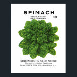 Spinach Seed Packet Label Poster<br><div class="desc">Vintage seed packet labels for garden flowers and vegetables.</div>
