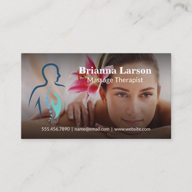 Spinal Back Logo | Woman Getting Massage Business Card (Front)