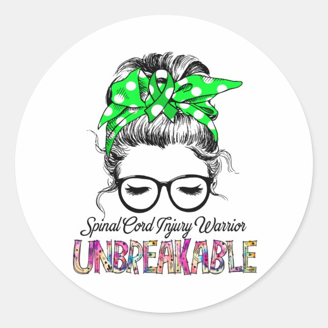Spinal Cord Injury Awareness Ribbon Support Gifts Classic Round Sticker (Front)