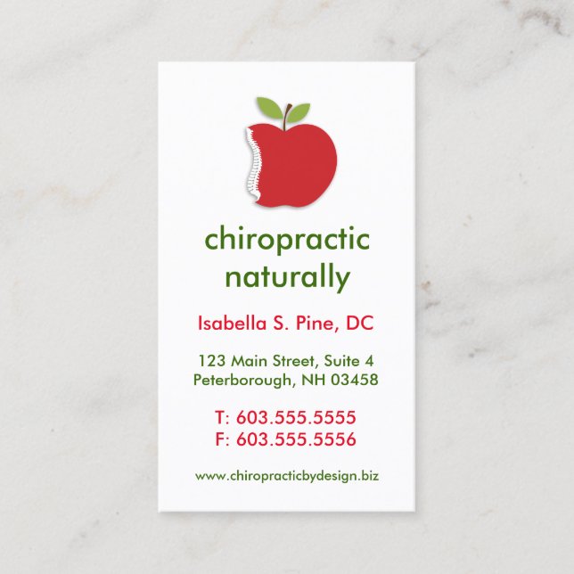 Spine/Apple Vertical Chiropractic Business Cards (Front)