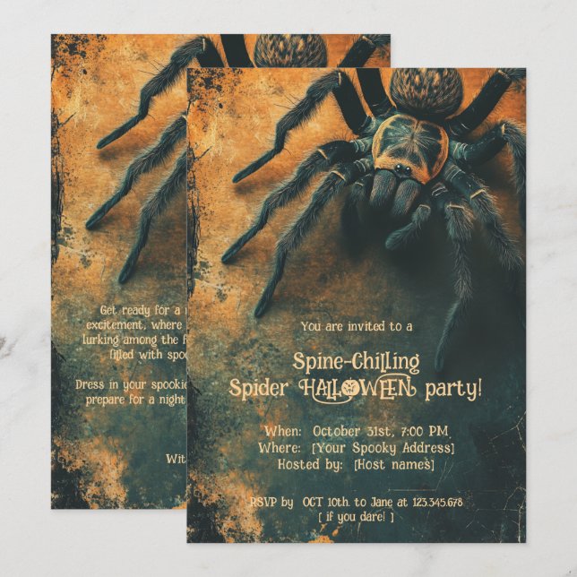 🕷️Spine-Chilling Spider HALLOWEEN Party Invitation (Front/Back)