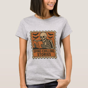 Spine-Chilling Stories – Skeleton Reading Hallowee T-Shirt