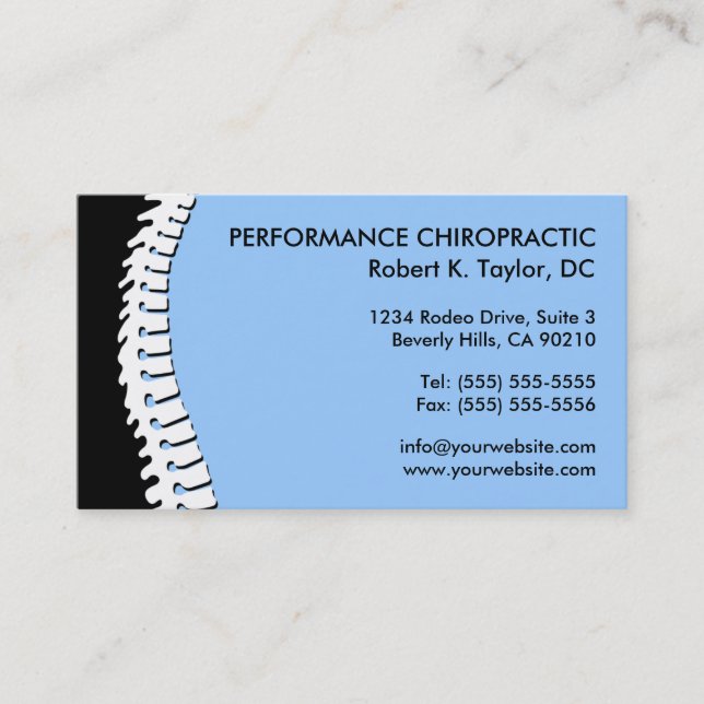 Spine Cutout Chiropractic Business Cards (Front)