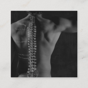 Spine Drawing Overlay Photo Chiropractic Square Business Card