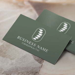 Spine Logo Chiropractor Chiropractic Sage Green Business Card