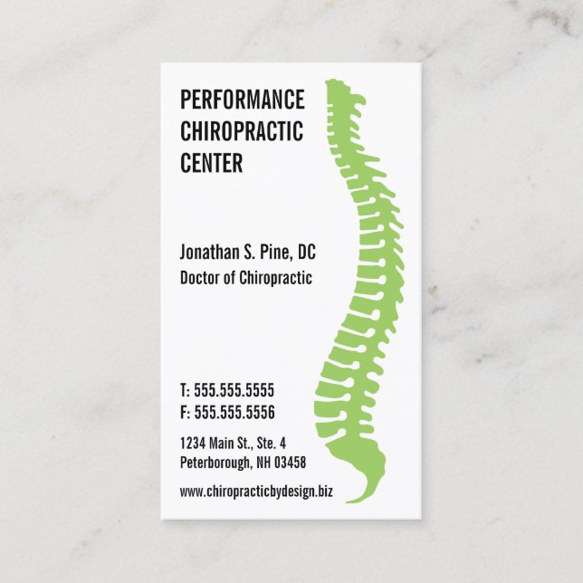 Spine Logo Chiropractor Doctor Business Cards (Front)