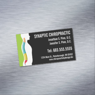 Spine Silhouette Chiropractic Chiropractor Magnetic Business Card