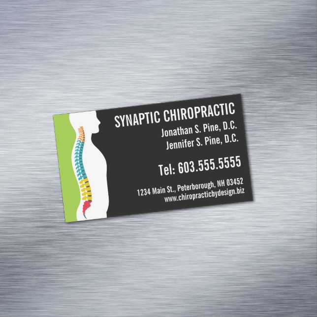 Spine Silhouette Chiropractic Chiropractor Magnetic Business Card (In Situ)