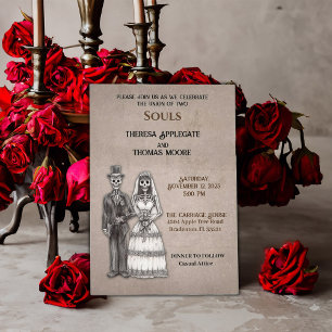 Spine-Tingling Gothic Skeleton Bride and Groom Invitation