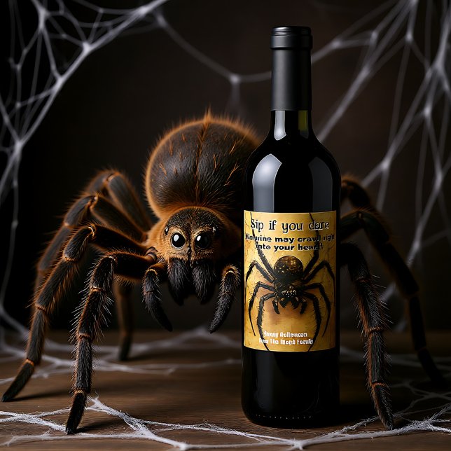 🕷️Spine-tingling Spider HALLOWEEN Bash Wine Label (Spine-tingling Spider HALLOWEEN Bash Wine Label)
