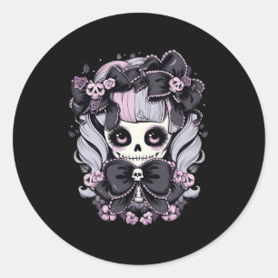 Spine-tingling Thrills Halloween Skull Artwork Classic Round Sticker