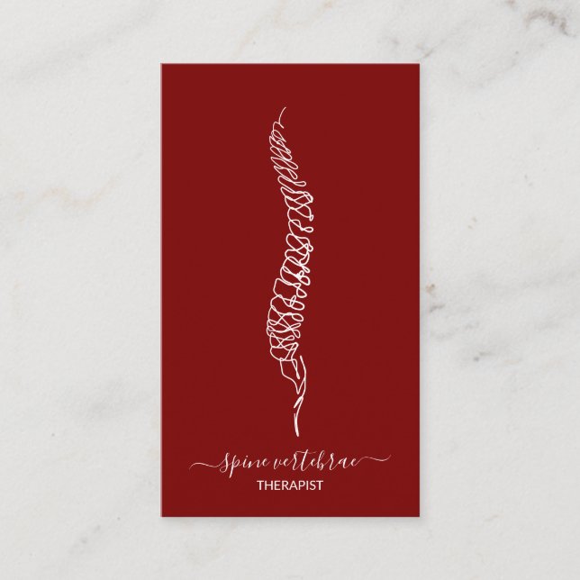 Spine vertebrae orthopaedic doctor burgundy business card (Front)