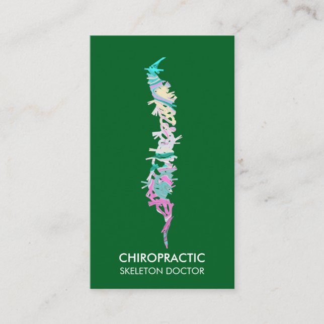 Spine vertebrae orthopaedic doctor green business card (Front)