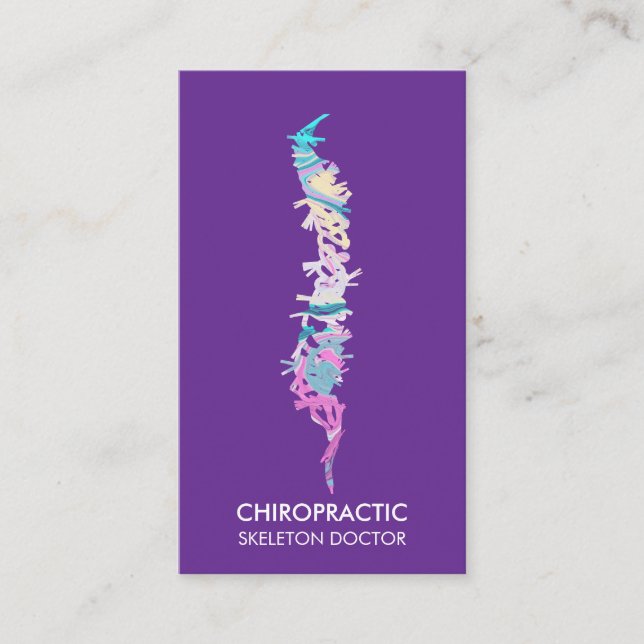 Spine vertebrae orthopaedic doctor purple business card (Front)
