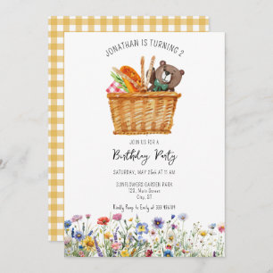 Sping Summer picnic teddy bear birthday party Holiday Card