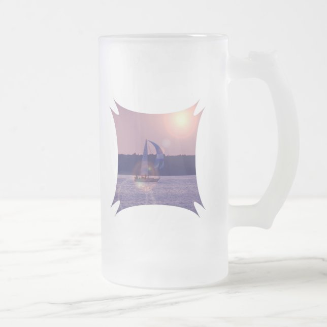 Spinnaker Sailboat Frosted Beer Mug (Right)