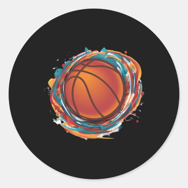 Spinning Basketball Ball  Classic Round Sticker (Front)