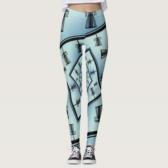 Spinning Disc Golf Baskets Leggings (Front)
