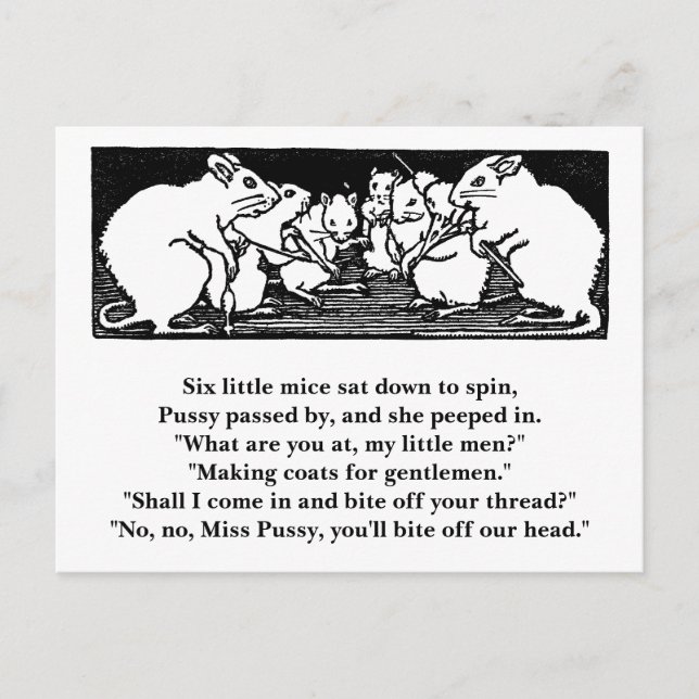 Spinning Mice Nursery Rhyme Postcard (Front)