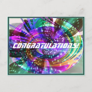 Spinning rainbow disc postcard