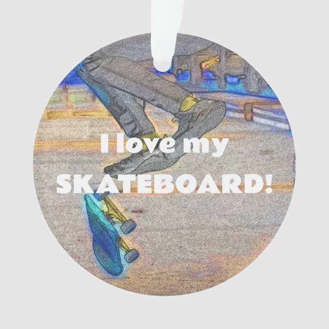 Spinning the Deck - Skateboard Trick Ornament (Front)