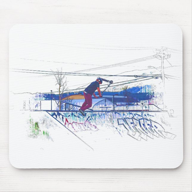 Spinning the Deck - Stunt Scooter Mouse Mat (Front)