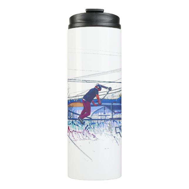 Spinning the Deck - Stunt Scooter Thermal Tumbler (Front)