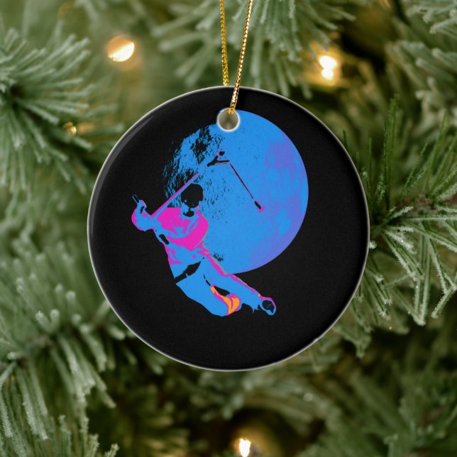 Spinning the Moon - Scooter Rider Ceramic Tree Decoration (Tree)