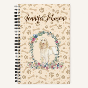 Spinone Italiano Dog Paw Print & Floral Cute Notebook