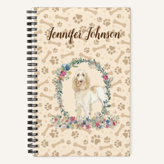 Spinone Italiano Dog Paw Print & Floral Cute Notebook