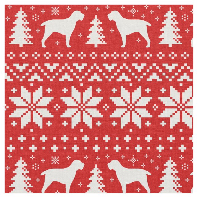 Spinone Italiano Dog Silhouettes Christmas Holiday Fabric (Close Up)