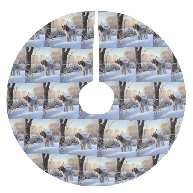 Spinone Italiano Let It Snow Christmas Brushed Polyester Tree Skirt (Front)