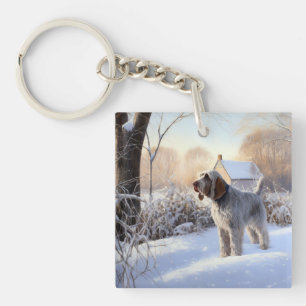 Spinone Italiano Let It Snow Christmas Key Ring