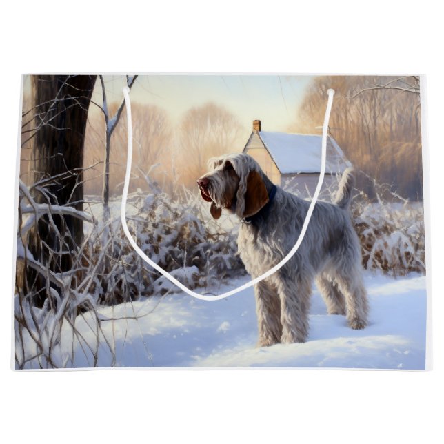 Spinone Italiano Let It Snow Christmas Large Gift Bag (Front)