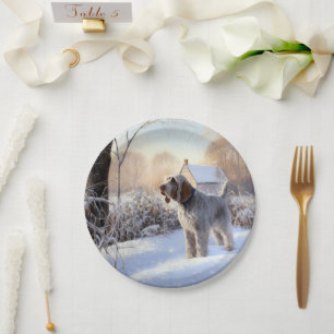 Spinone Italiano Let It Snow Christmas Paper Plate